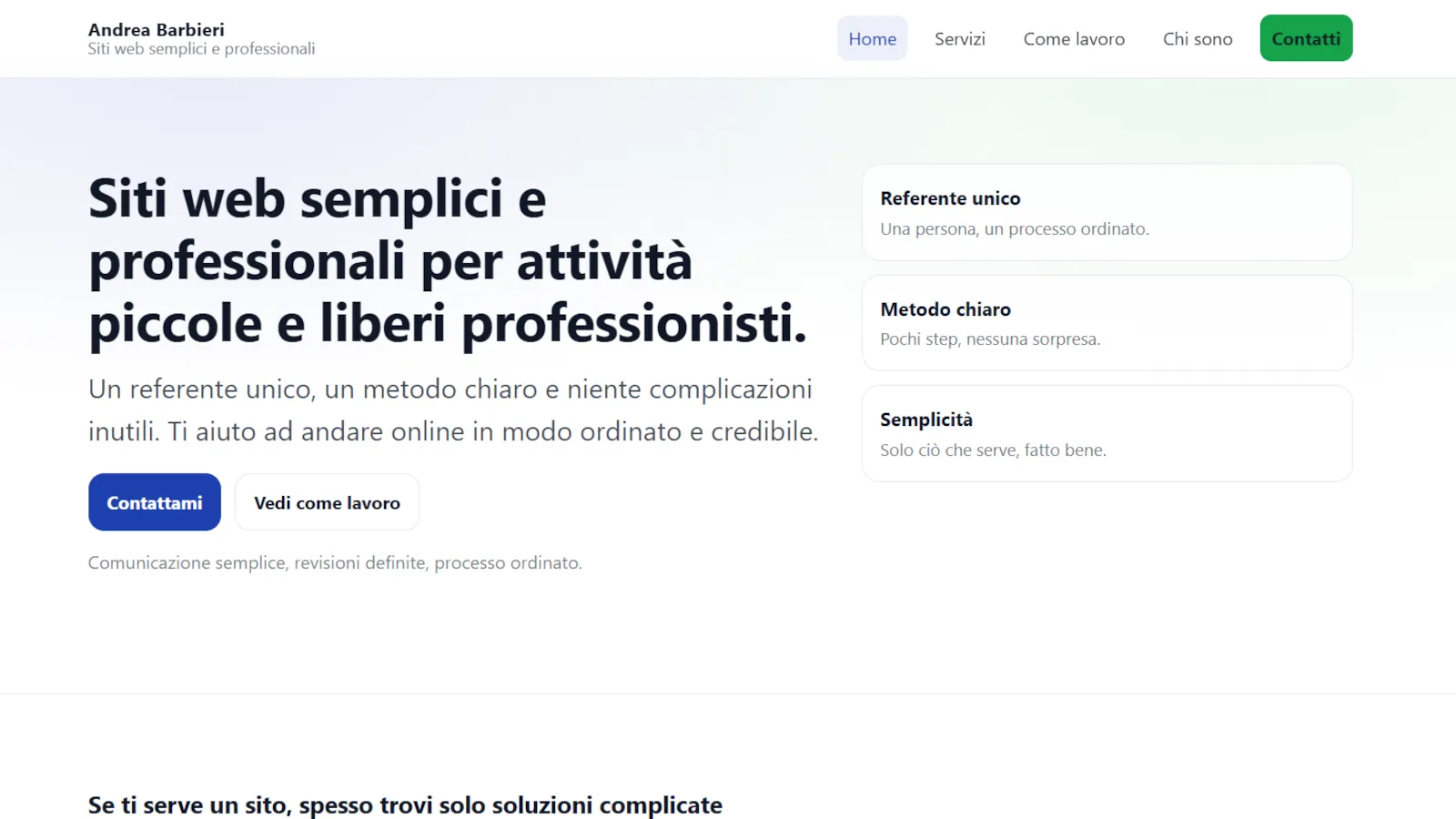 Anteprima progetto: sito personale